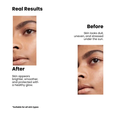 Sunscreen result of before and after use
